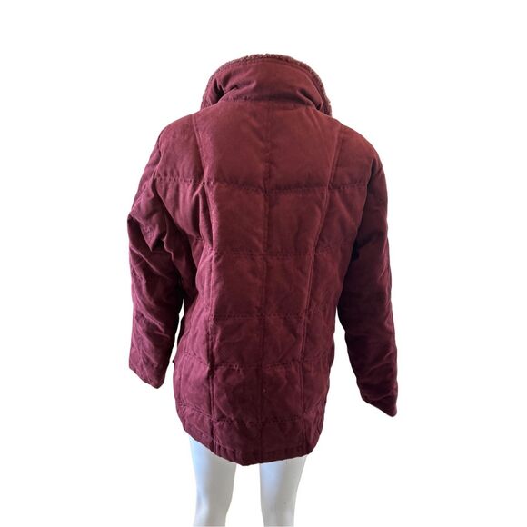 L.L Bean large Goose Down petite women’s burgundy wine red plush quilted jacket - Picture 3 of 4